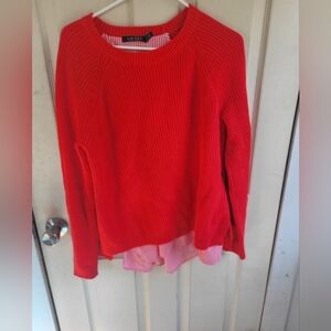 Lauren Ralph Lauren Womens Twofer Sweater Large Striped Contrast Layered